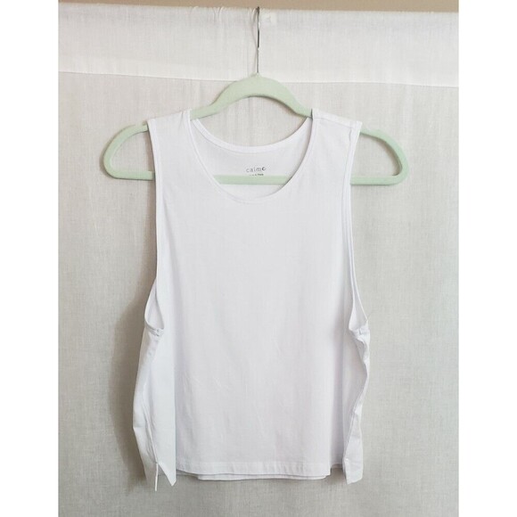 Johnny Was Calme Tank Top Boxy Women L Active White Workout Gym Casual Summer - Picture 1 of 5